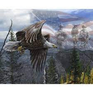Patriotic Feel like an Eagle 35.5"x44" Cotton Panel Fabric