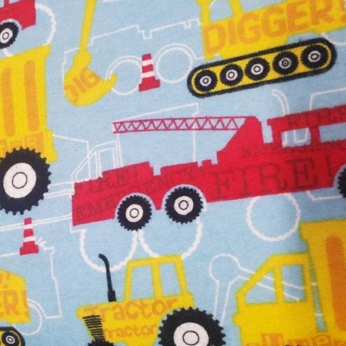 Construction Equipment Names Flannel Fabric