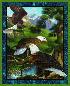 Flying High Eagle 45" Cotton Panel Fabric