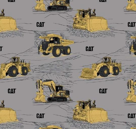 CAT Equipment Grey Cotton Fabric