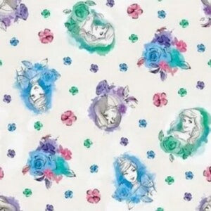 Disney Princesses White Flowers Cotton Fabric