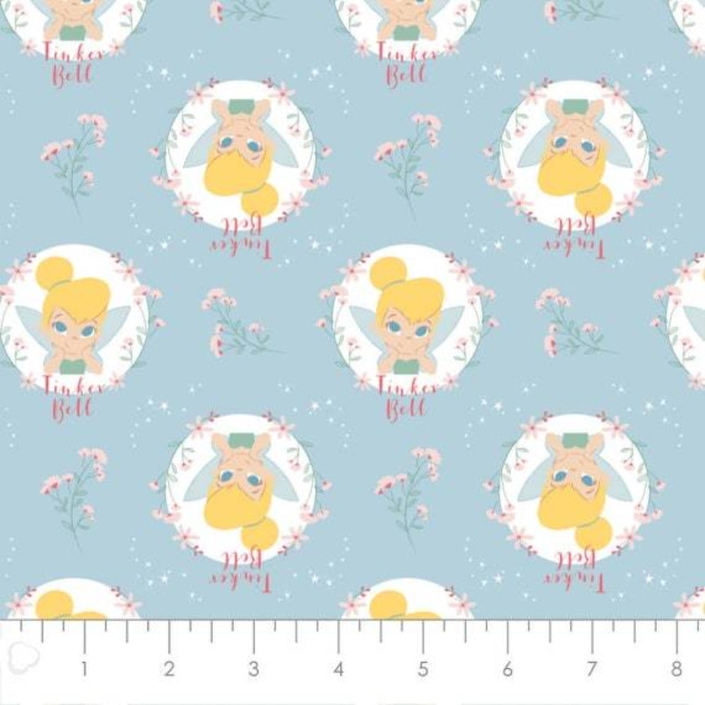 Tinker Bell Blue Flannel Fabric