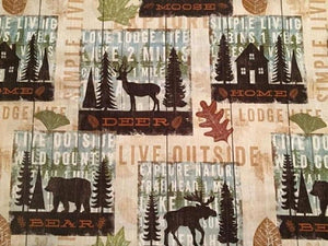 Wildlife Lodge Simple Living Beige Cotton Fabric