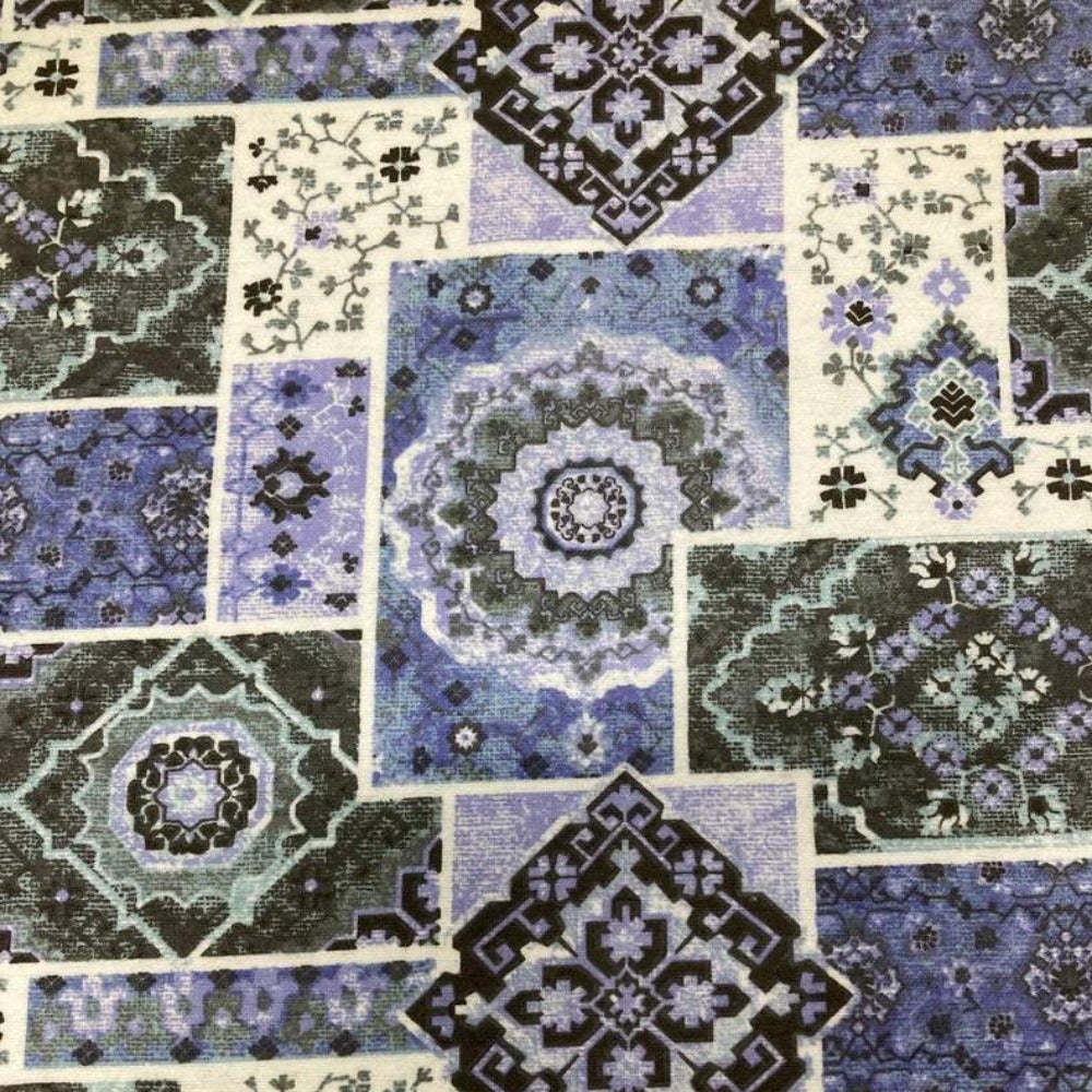 Blue Patchwork Flannel Fabric