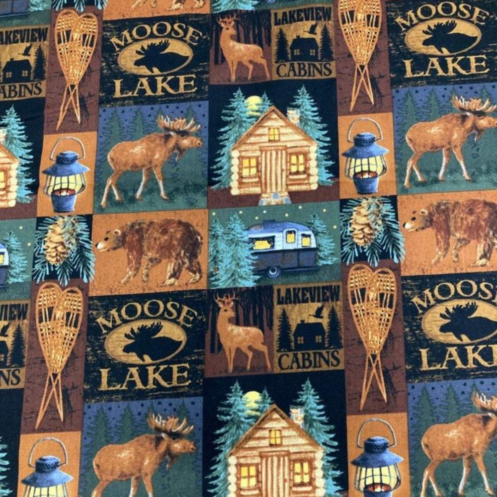 Wildlife Moose Lake Cotton Fabric