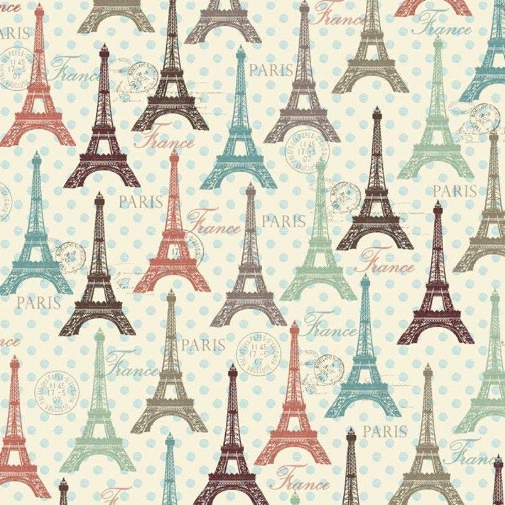 Eiffel Tower Colorful Cotton Fabric