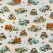 Load image into Gallery viewer, Blue Farm Trucks Calico Cotton Fabric
