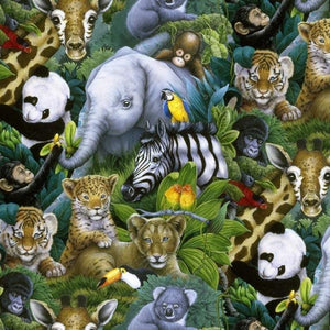Jungle Animals Cotton Fabric