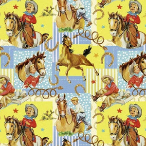 Western Cowboy Eddie Cartoon Cotton Fabric