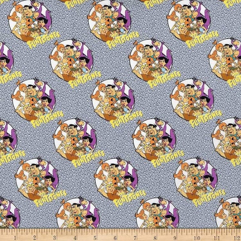 Flintstones Stone Age Family Cotton Fabric