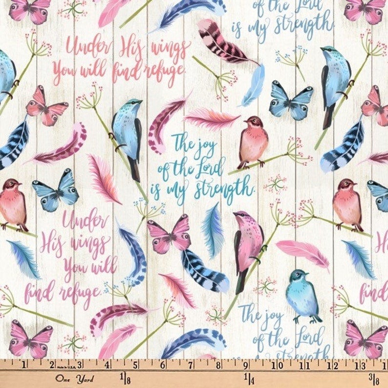 Faith Under His Wings Cotton Fabric