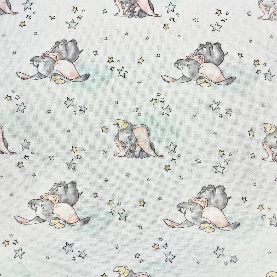 Disney Dumbo Senimental in Clouds Greeen Cotton Fabric