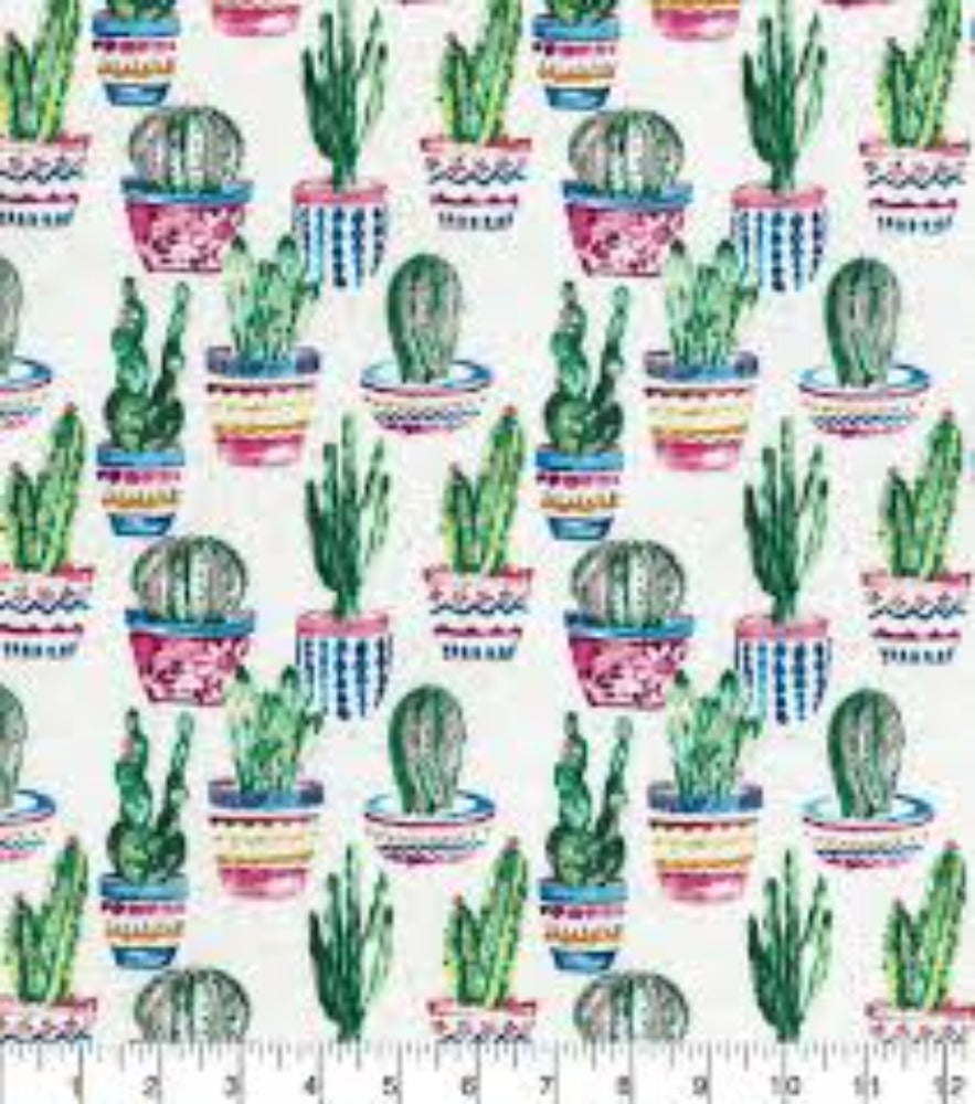 Cactus Colorful Flannel Fabric