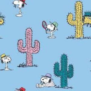 Snoopy and Cacti Cotton Fabric