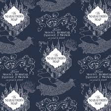 Harry Potter Mauraders Map Blue Flannel Fabric