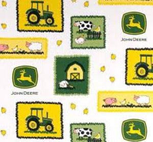 John Deere Big Time Tractor Field Cotton Fabric