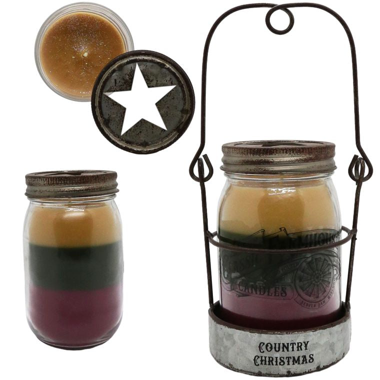 Country Christmas 14 oz Star Jar Candle