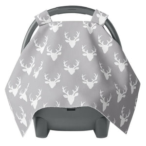 Canopy Car Seat Cover Minky Warm Baby Cover Gray Deer