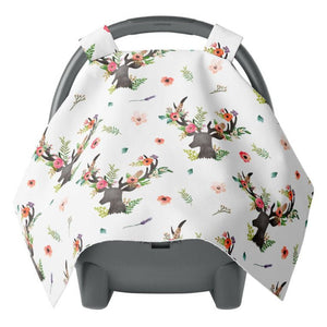 Canopy Car Seat Cover Minky Warm Baby Cover Wildflower Deer