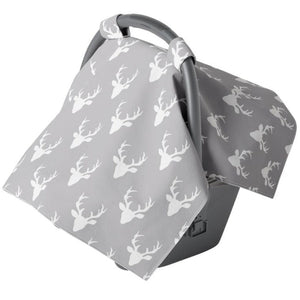 Canopy Car Seat Cover Minky Warm Baby Cover Gray Deer