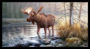 Moose In HIs Domain 24"x44" Cotton Panel Fabric