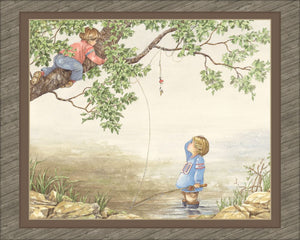 Fishing "Cast of Characters" Panel Cotton Fabric