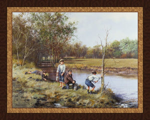 Fishing "Four For The Catch" Panel Cotton Fabric