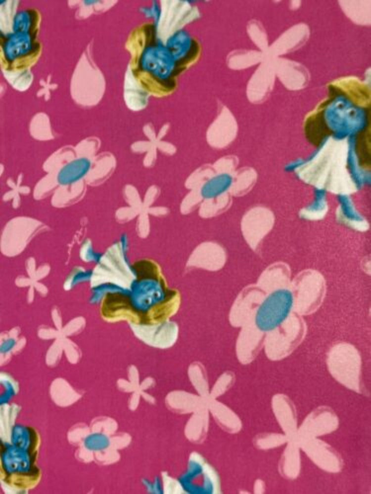 Smurfs Pink Fleece Fabric