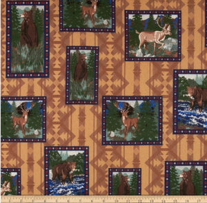 Big Country Deer Patch Flannel Fabric