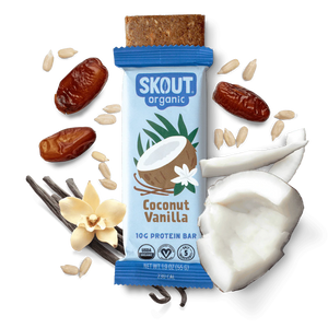 Skout Organic Plant-Based Protein Bars Coconut Vanilla (12 Pack) – 10g Protein – Vegan Protein Bars – Only 6 Ingredients – Easy Snack – Gluten, Dairy, & Soy Free
