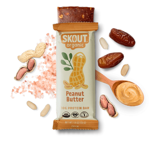 Skout Organic Plant-Based Protein Bars Peanut Butter (12 Pack) – 10g Protein – Vegan Protein Bars – Only 6 Ingredients – Easy Snack – Gluten, Dairy, & Soy Free