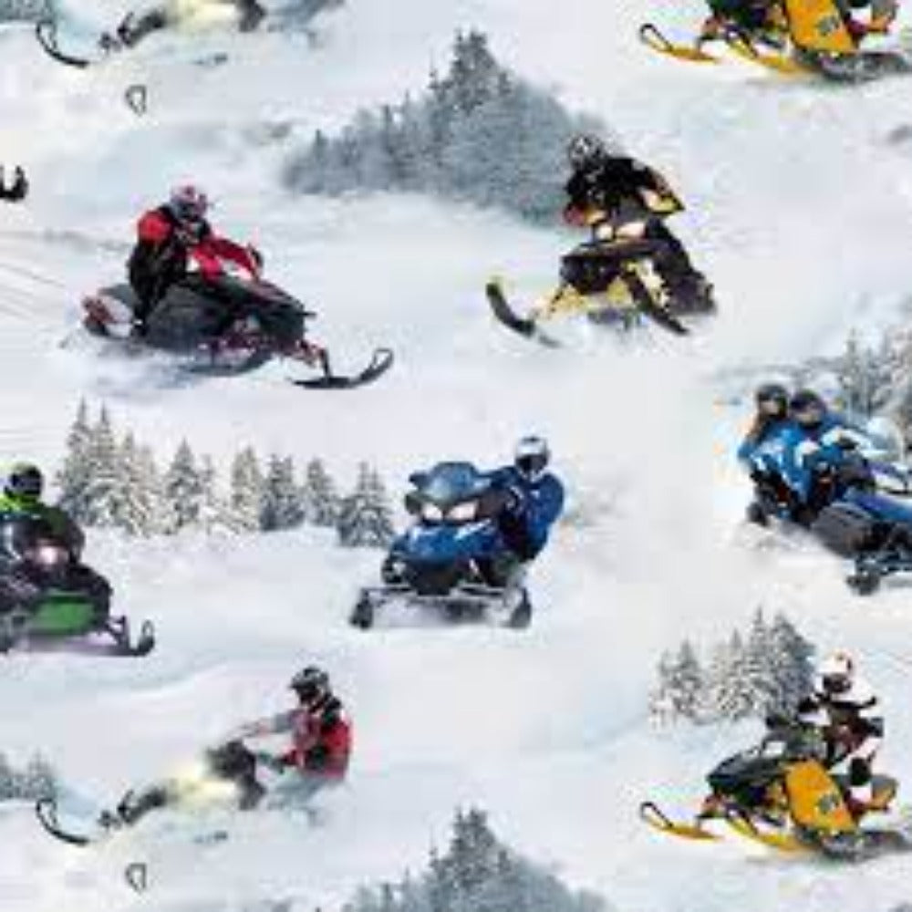 In Motion Snowmobile Cotton Fabric
