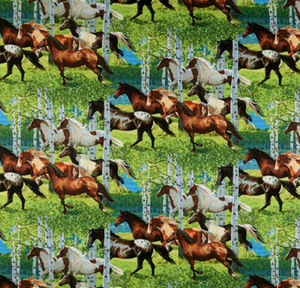 Horse Trees Cotton Fabric